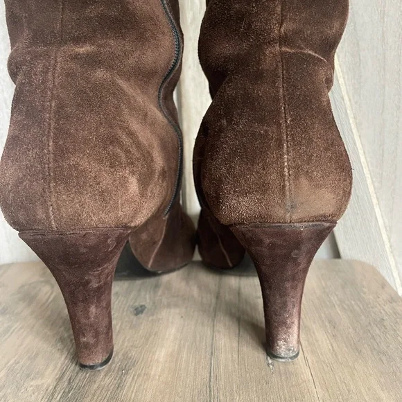 Gucci tall brown suede leather boots with classic web detail size 37 - Picture 6 of 15